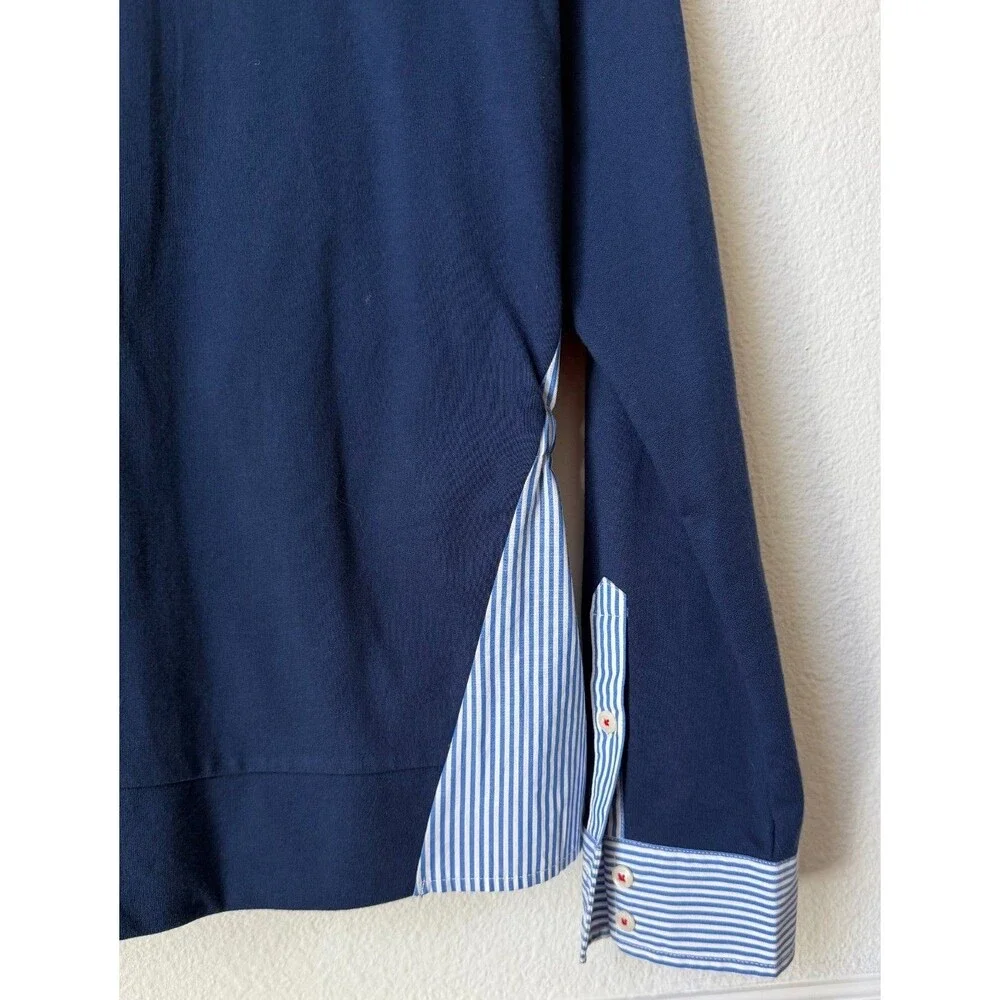 Vineyard Vines Mixed Media Tie Back Striped Top Womens XL Blue White Preppy - Picture 6 of 11